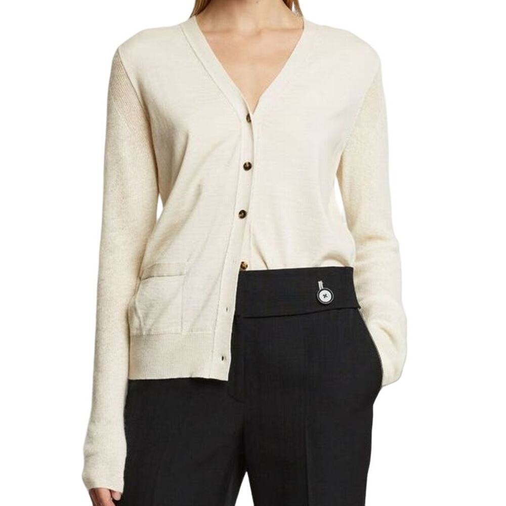 Proenza Schouler NWT Lightweight Merino Wool Cardigan Size M Ivory Button Front